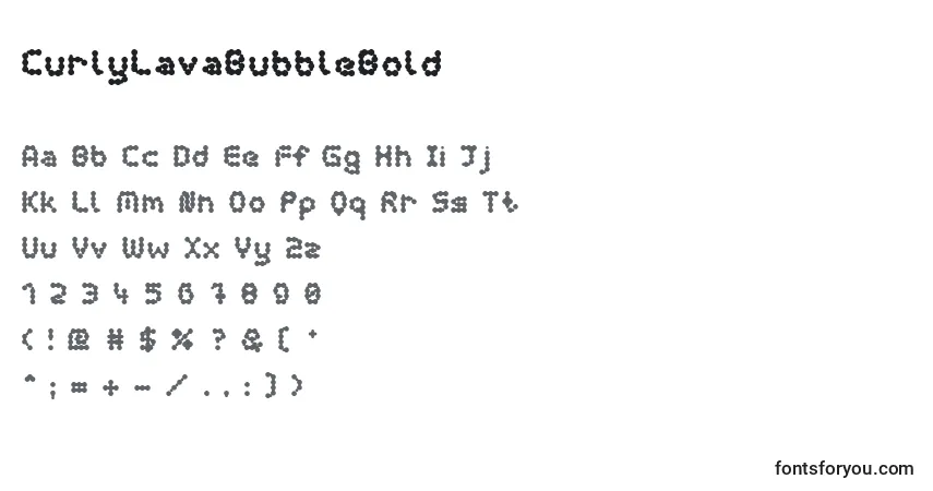 Шрифт CurlyLavaBubbleBold – алфавит, цифры, специальные символы
