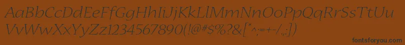 NuevastdLightextendedital Font – Black Fonts on Brown Background