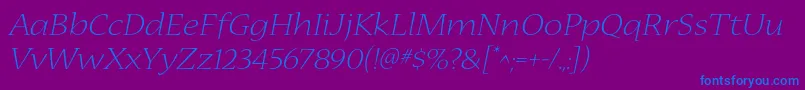 NuevastdLightextendedital Font – Blue Fonts on Purple Background