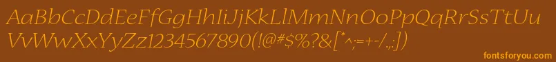NuevastdLightextendedital Font – Orange Fonts on Brown Background