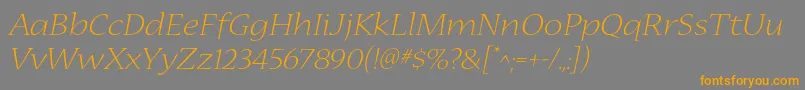 Weitere Informationen zur NuevastdLightextendedital-Schriftart NuevastdLightextendedital-Schriftart – Orangefarbene Schriften auf grauem Hintergrund