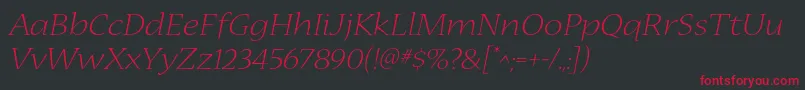 NuevastdLightextendedital Font – Red Fonts on Black Background