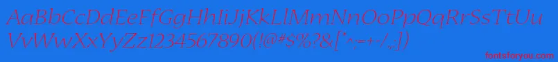 NuevastdLightextendedital Font – Red Fonts on Blue Background