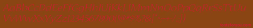 NuevastdLightextendedital Font – Red Fonts on Brown Background