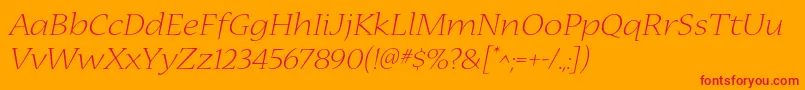 NuevastdLightextendedital Font – Red Fonts on Orange Background