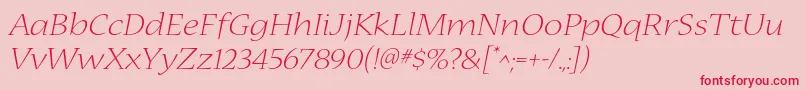 NuevastdLightextendedital Font – Red Fonts on Pink Background
