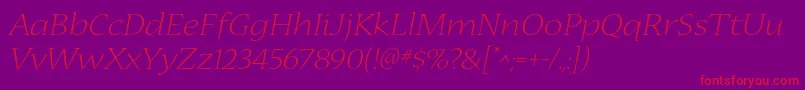 More about NuevastdLightextendedital Font NuevastdLightextendedital Font – Red Fonts on Purple Background