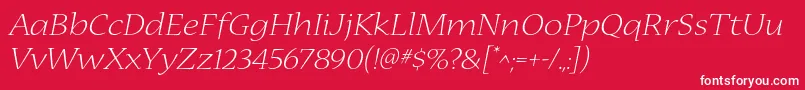フォントNuevastdLightextendedital – 赤い背景に白い文字