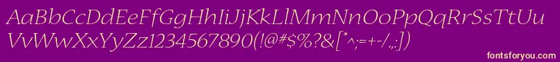 More about NuevastdLightextendedital Font NuevastdLightextendedital Font – Yellow Fonts on Purple Background