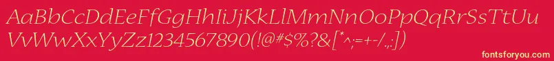 NuevastdLightextendedital Font – Yellow Fonts on Red Background