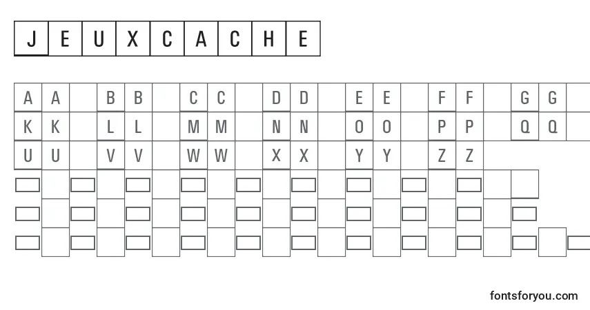 Jeuxcache-fontti – aakkoset, numerot, erikoismerkit
