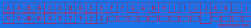 Czcionka Jeuxcache – czerwone czcionki na niebieskim tle