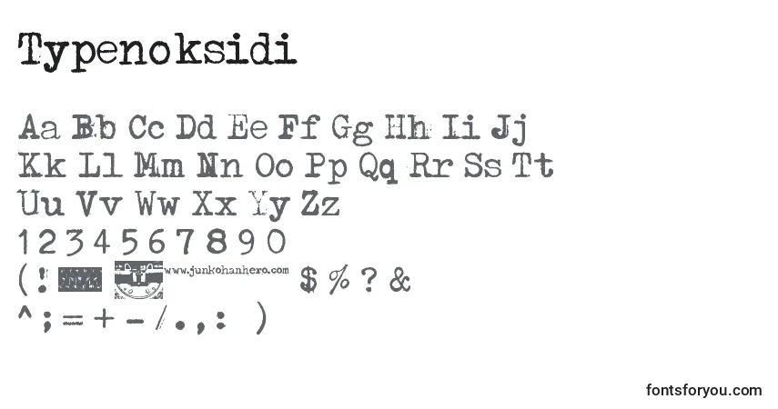 A fonte Typenoksidi – alfabeto, números, caracteres especiais