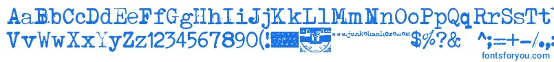 Typenoksidi-Schriftart – Blaue Schriften auf weißem Hintergrund