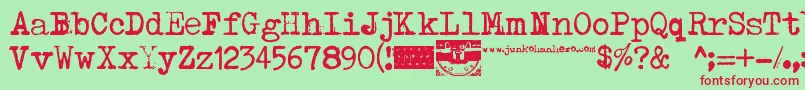 Typenoksidi Font – Red Fonts on Green Background