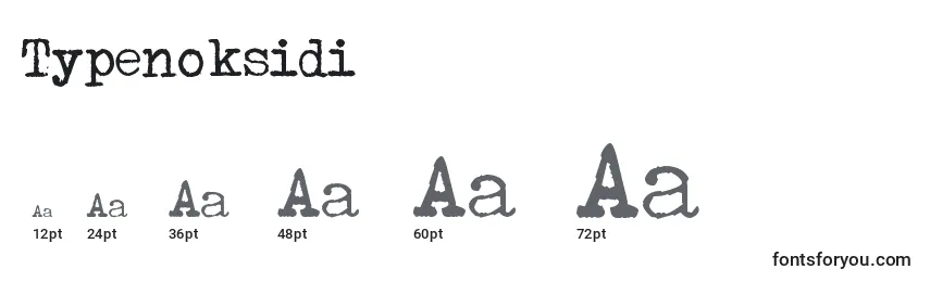 Размеры шрифта Typenoksidi