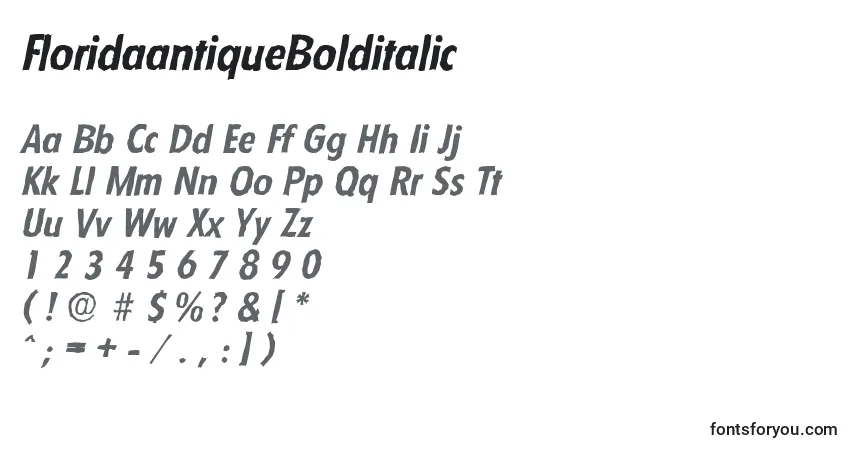 Fuente FloridaantiqueBolditalic - alfabeto, números, caracteres especiales