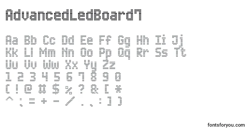 A fonte AdvancedLedBoard7 – alfabeto, números, caracteres especiais