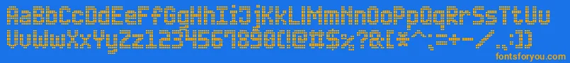 AdvancedLedBoard7 Font – Orange Fonts on Blue Background