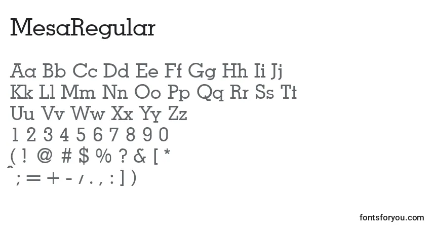 A fonte MesaRegular – alfabeto, números, caracteres especiais