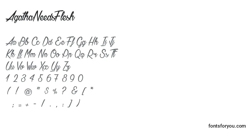 A fonte AgathaNeedsFlesh – alfabeto, números, caracteres especiais