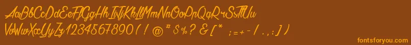 More about AgathaNeedsFlesh Font AgathaNeedsFlesh Font – Orange Fonts on Brown Background