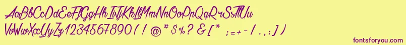 AgathaNeedsFlesh Font – Purple Fonts on Yellow Background