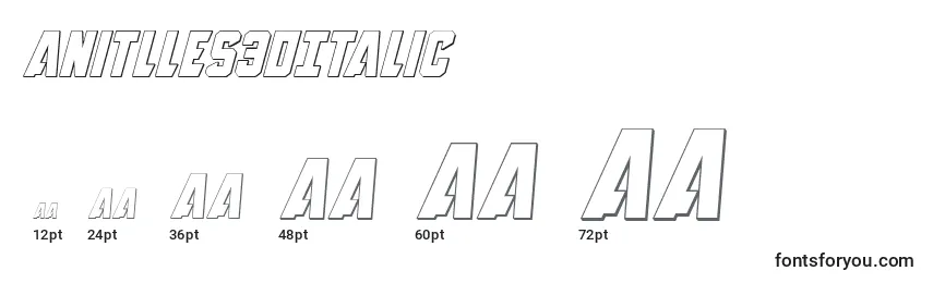 Размеры шрифта Anitlles3DItalic