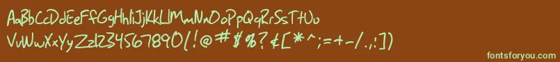Fonte SfGrungeSans – fontes verdes em um fundo marrom