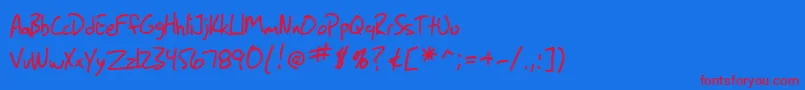Czcionka SfGrungeSans – czerwone czcionki na niebieskim tle