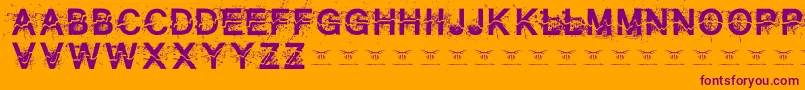 Allcrackedout-Schriftart – Violette Schriften auf orangefarbenem Hintergrund