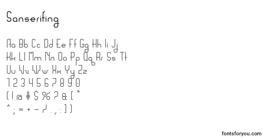 Schriftart Sanserifing – Alphabet, Zahlen, spezielle Symbole