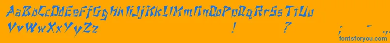 NixonItalic-Schriftart – Blaue Schriften auf orangefarbenem Hintergrund