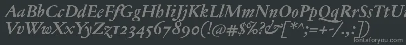 フォントJannontextosfBolditalic – 黒い背景に灰色の文字