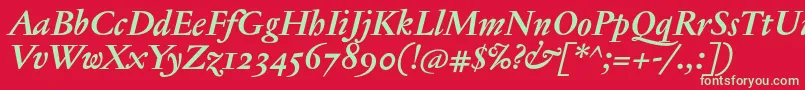 JannontextosfBolditalic Font – Green Fonts on Red Background