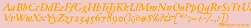 JannontextosfBolditalic-Schriftart – Orangefarbene Schriften auf rosa Hintergrund