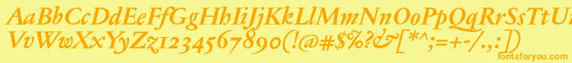JannontextosfBolditalic Font – Orange Fonts on Yellow Background