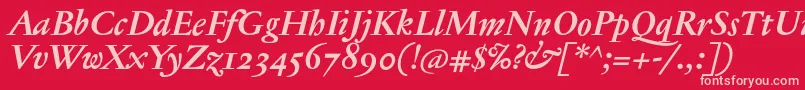 JannontextosfBolditalic Font – Pink Fonts on Red Background