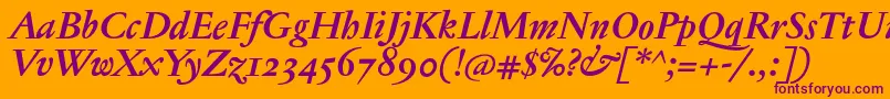 JannontextosfBolditalic-Schriftart – Violette Schriften auf orangefarbenem Hintergrund