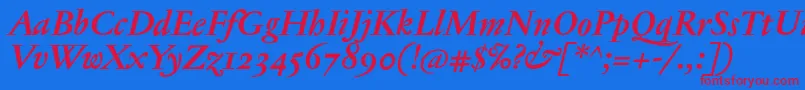 JannontextosfBolditalic Font – Red Fonts on Blue Background