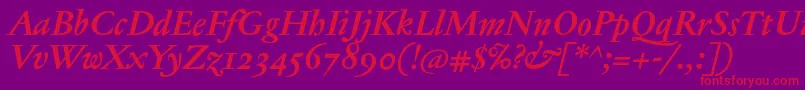 JannontextosfBolditalic Font – Red Fonts on Purple Background