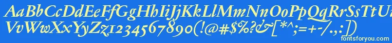JannontextosfBolditalic Font – Yellow Fonts on Blue Background