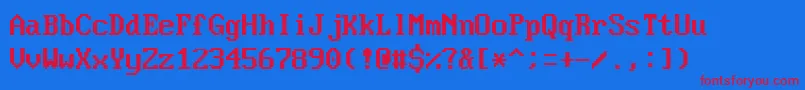 VideoTerminalScreen-Schriftart – Rote Schriften auf blauem Hintergrund