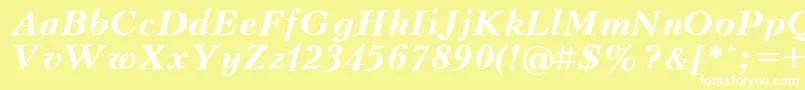 Fonte UkrainianpeterburgBolditalic – fontes brancas em um fundo amarelo