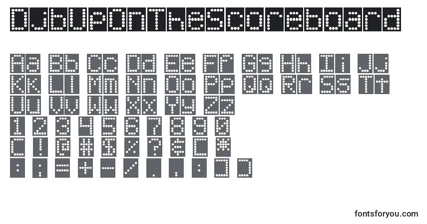 Schriftart DjbUpOnTheScoreboard – Alphabet, Zahlen, spezielle Symbole
