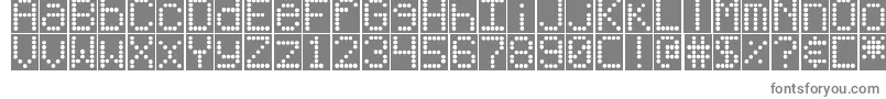 DjbUpOnTheScoreboard-fontti – harmaat kirjasimet valkoisella taustalla