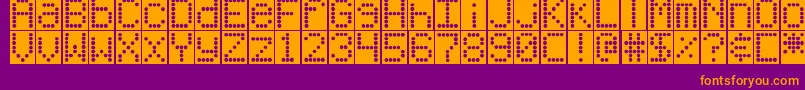 DjbUpOnTheScoreboard-fontti – oranssit fontit violetilla taustalla