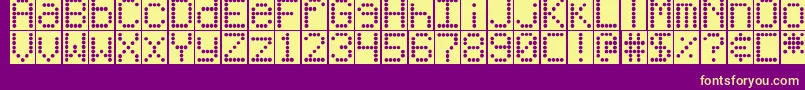 DjbUpOnTheScoreboard-fontti – keltaiset fontit violetilla taustalla