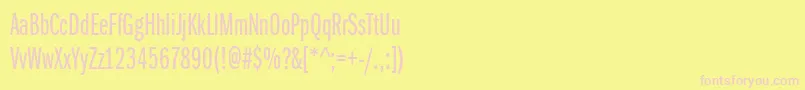 ItcFranklinGothicLtBookExtraCompressed-fontti – vaaleanpunaiset fontit keltaisella taustalla