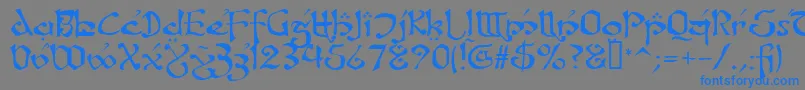 フォントFanjoLeoda – 灰色の背景に青い文字